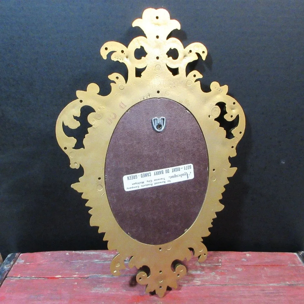 Vintage Arabesque Burwood Gold Ornate Cameo Wall Frame Green Velvet Du Barry